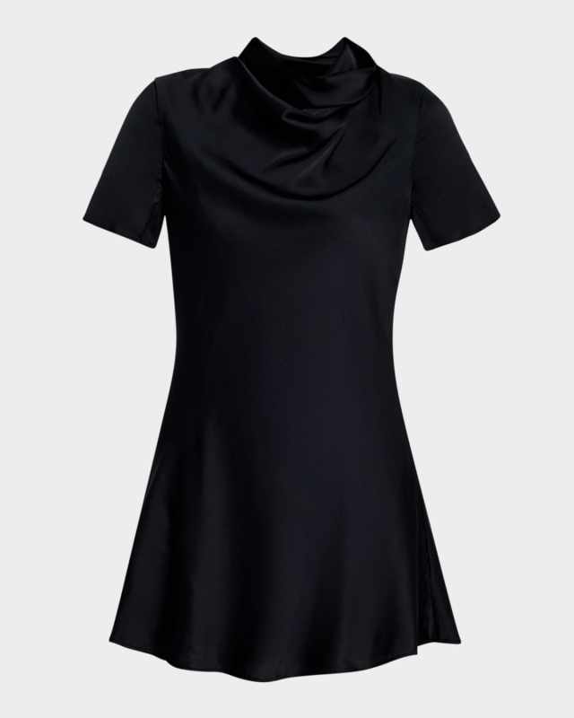 Iris Silk Cowl-Neck Mini Dress